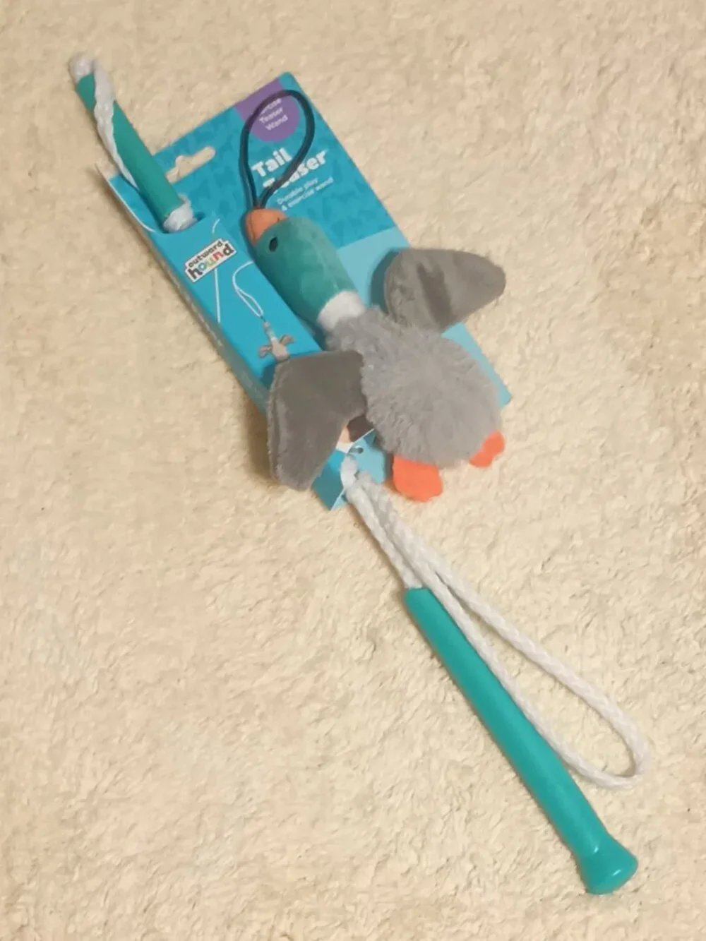 Outward Hound Tail Teaser Interactive Dog Wand Toy w/ a Squeaker & Crinkle Wings